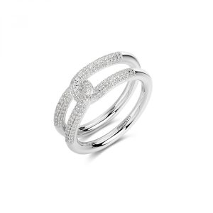Anello in Argento con Cristalli Bianchi Donna Rosato RZBI83C