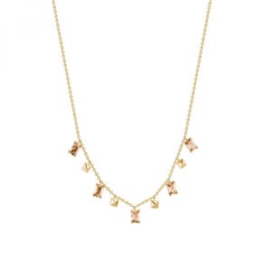 Collana in Argento Dorato con Cristalli Color Champagne Donna Rosato RZCU102