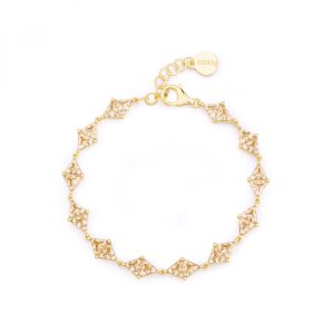 Bracciale in Argento Dorato con Cristalli Color Champagne Donna Rosato RZVT14