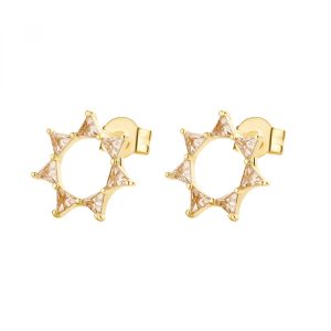 Orecchini in Argento Dorato con Cristalli Color Champagne Donna Rosato RZVT24