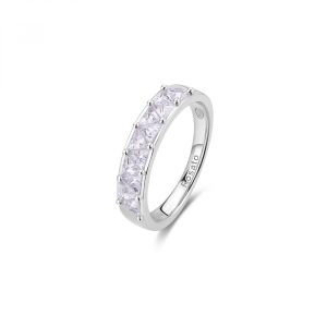 Anello a Fascia in Argento con Cristalli Bianchi Donna Rosato RZVT31C