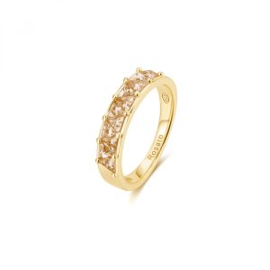 Anello a Fascia in Argento Dorato con Cristalli Color Champagne Donna Rosato RZVT32B