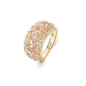 Anello a Fascia in Argento Dorato con Cristalli Color Champagne Donna Rosato RZVT34B