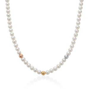 Collana di Perle da 5,5-6 mm e 3 sfere in oro  Miluna PCL5631V