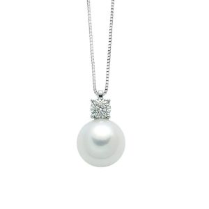 Collana con Perla da 8,5 - 9 mm  e Diamanti Miluna PCL5658