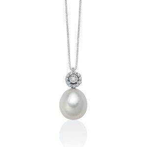 Collana con Perla da 9,5 - 10 mm e Diamanti Miluna PCL6274