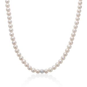 Collana di Perle da 6 - 6,5  mm e Sfera sfaccettata  Miluna PCL4979BV