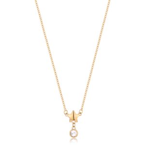 Collana in Acciaio Dorato con Stella e Cristallo Bianco Donna S'agapò SCE22