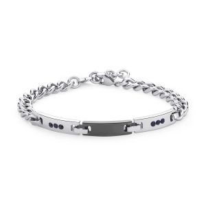 Bracciale in Acciaio con Cristalli Neri Uomo S'agapò STI11