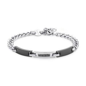 Bracciale in Acciaio con Piastra Finitura Color Rutenio Uomo S'agapò STI12