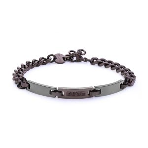 Bracciale in Acciaio Finitura Marrone e Centrale in Finitura Colore Rutenio Uomo S'agapò STI16