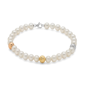 Bracciale di Perle da 5,5-6 mm e 3 sfere in oro  Miluna PBR2838V