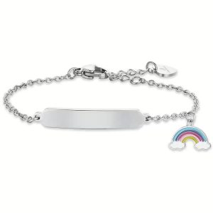 Bracciale con Piastra Centrale e Arcobaleno Smaltato Bambina Luca Barra JB203