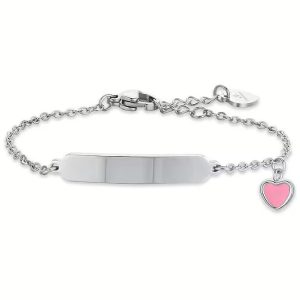 Bracciale con Piastra Centrale e Cuore Smaltato Bambina Luca Barra JB207