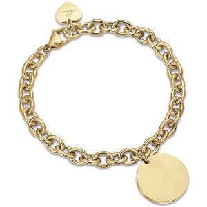 Bracciale in Acciaio Dorato con Pendente a Forma di Cerchio Luca Barra BK2078