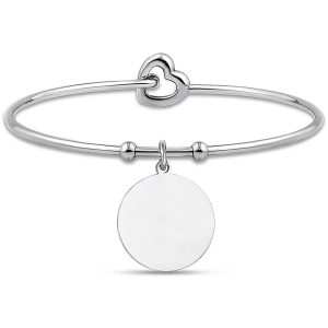 Bracciale Rigido in Acciaio con Pendente a Forma di Cerchio Luca Barra BK2118
