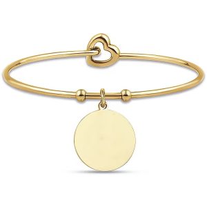 Bracciale Rigido in Acciaio Dorato con Pendente a Forma di Cerchio Luca Barra BK2119