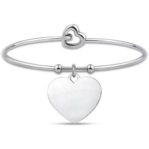 Bracciale Rigido in Acciaio con Pendente a Forma di Cuore Luca Barra BK2120