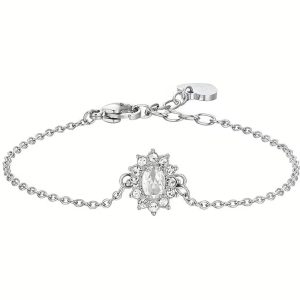 Bracciale in Acciaio con Cristalli Bianchi Luca Barra BK2734