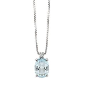 Collana in Oro Bianco con Acquamarina e Diamanti Davite e Delucchi CLN011258