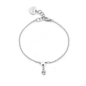 Bracciale in Acciaio con Cuore con Pendente Cristallo Bianco Donna S'agapò SCE44