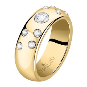 Anello in Acciaio Dorato e Cristalli Bianchi Donna Morellato SAUZ38016