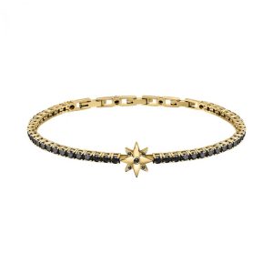 Bracciale Tennis in Argento Dorato con Cristalli Neri e Croce Uomo Morellato SATT05