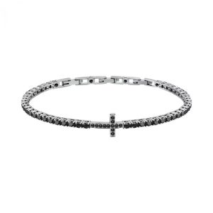 Bracciale Tennis in Argento con Cristalli Neri e Croce Uomo Morellato SATT07