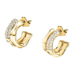 Orecchini Cerchietto in Argento Dorato con Cristalli Bianchi Donna Morellato SAWA17
