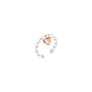 Anello con Ciondolo Cuore e Perle Bianche in Acciaio Rosato Luca Barra ANK550