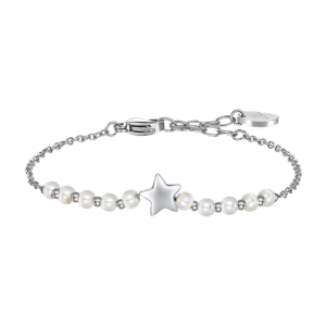 Bracciale con Stella e Perle Bianche in Acciaio Luca Barra BK2744