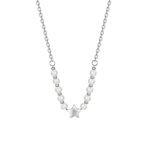 Collana con Stella e Perle Bianche in Acciaio Luca Barra CK2070