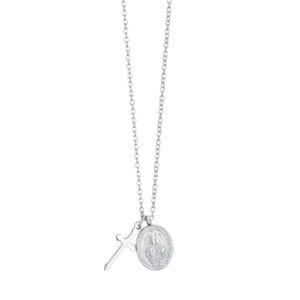Collana in Acciaio con Madonnina e Croce Luca Barra CK2148