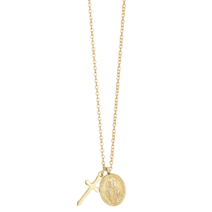 Collana in Acciaio Dorato con Madonnina e Croce Luca Barra CK2149