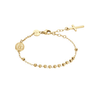 Bracciale Rosario Pendente in Acciaio Dorato Donna Luca Barra BK2808