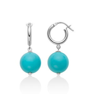 Orecchini Pendenti con Pasta di Turchese 12 mm in Argento Miluna PER2825