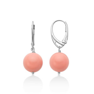 Orecchini Pendenti con Corallo Rosa 12 mm in Argento Miluna PER2822