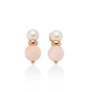 Orecchini con Giada Col. Pesca 8 mm e Perle 6,5 - 7 mm in Argento Miluna PER2731