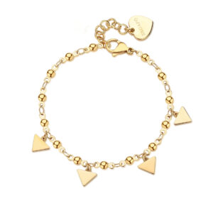 Bracciale con Pendenti a Triangolo in Acciaio Dorato Donna S'agapò SUM16