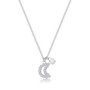 Collana con Pendente a Forma di Luna con Cristalli Bianchi in Acciaio Donna S'agapò SWN07