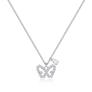Collana con Pendente a Forma di Farfalla con Cristalli Bianchi in Acciaio Donna S'agapò SWN09