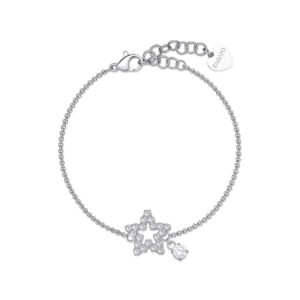 Bracciale con Pendente a Forma di Stella con Cristalli Bianchi in Acciaio Donna S'agapò SWN15