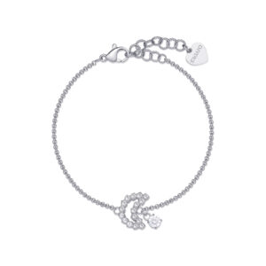 Bracciale con Pendente a Forma di Luna con Cristalli Bianchi in Acciaio Donna S'agapò SWN17