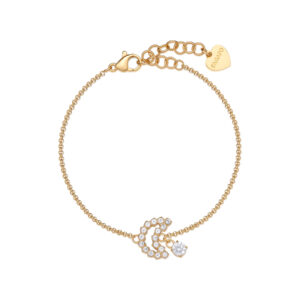 Bracciale con Pendente a Forma di Luna con Cristalli Bianchi in Acciaio Dorato Donna S'agapò SWN18
