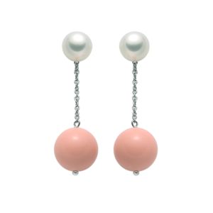 Orecchini Pendenti con Corallo Rosa 6,5 - 7 mm in Argento Miluna PER2067