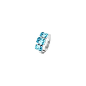 Anello Trilogy con Cristalli Color Acquamarina in Acciaio Luca Barra ANK555