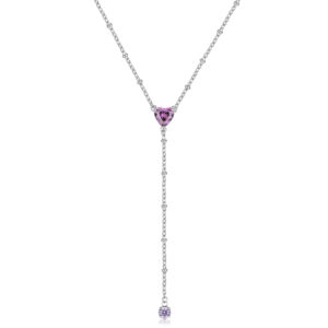 Collana Cravattino con Cristalli Viola in Acciaio S'Agapò SDZ132