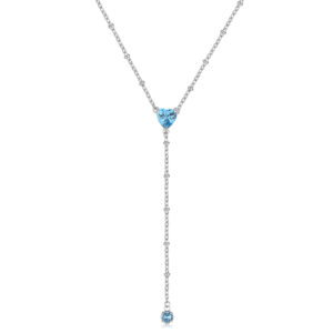 Collana Cravattino con Cristalli Aquamarina in Acciaio S'Agapò SDZ133