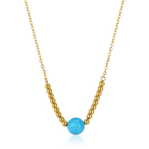 Collana con Sfera Color Turchese in Acciaio Dorato S'Agapò SGI06
