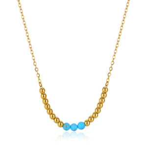 Collana con 3 Sfere Color Turchese in Acciaio Dorato S'Agapò SGI08